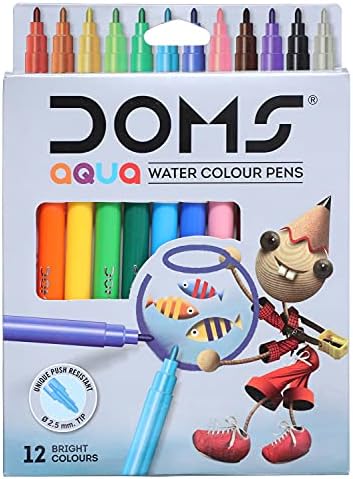 Doms Long Coloring Pens 12 Color - Multi Color 