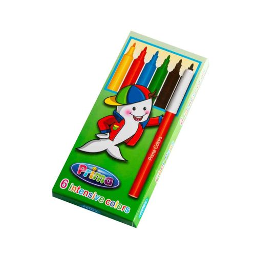 Prima Long Coloring Pens 6 Color - Multi Color  